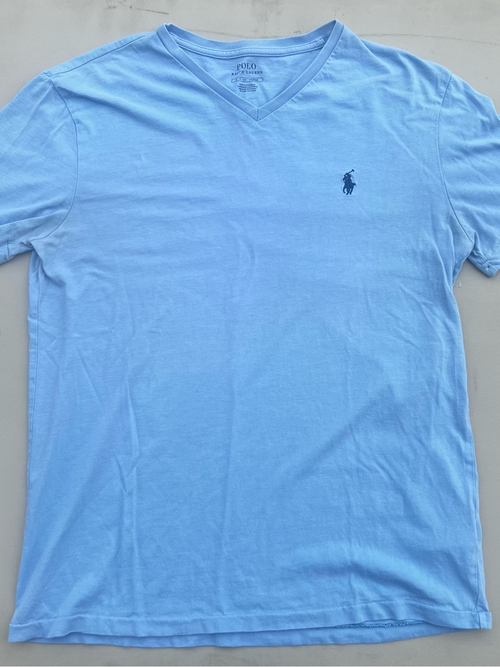Polo by Ralph Lauren Light Blue V-Neck Tee with Navy Logo
